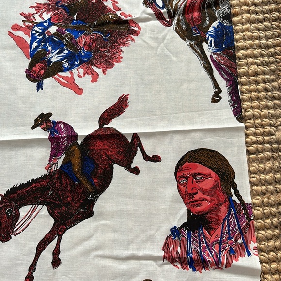 Vintage cowboys and Native Americans fabric - Picture 3 of 7
